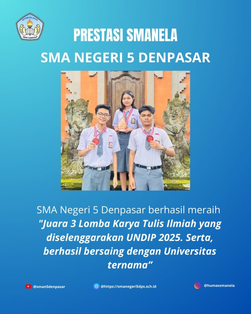 —1 november 2025–selamat kepada kirsmanela menjadi juara 3 dalam lomba karya tulis ilmiah tingka
