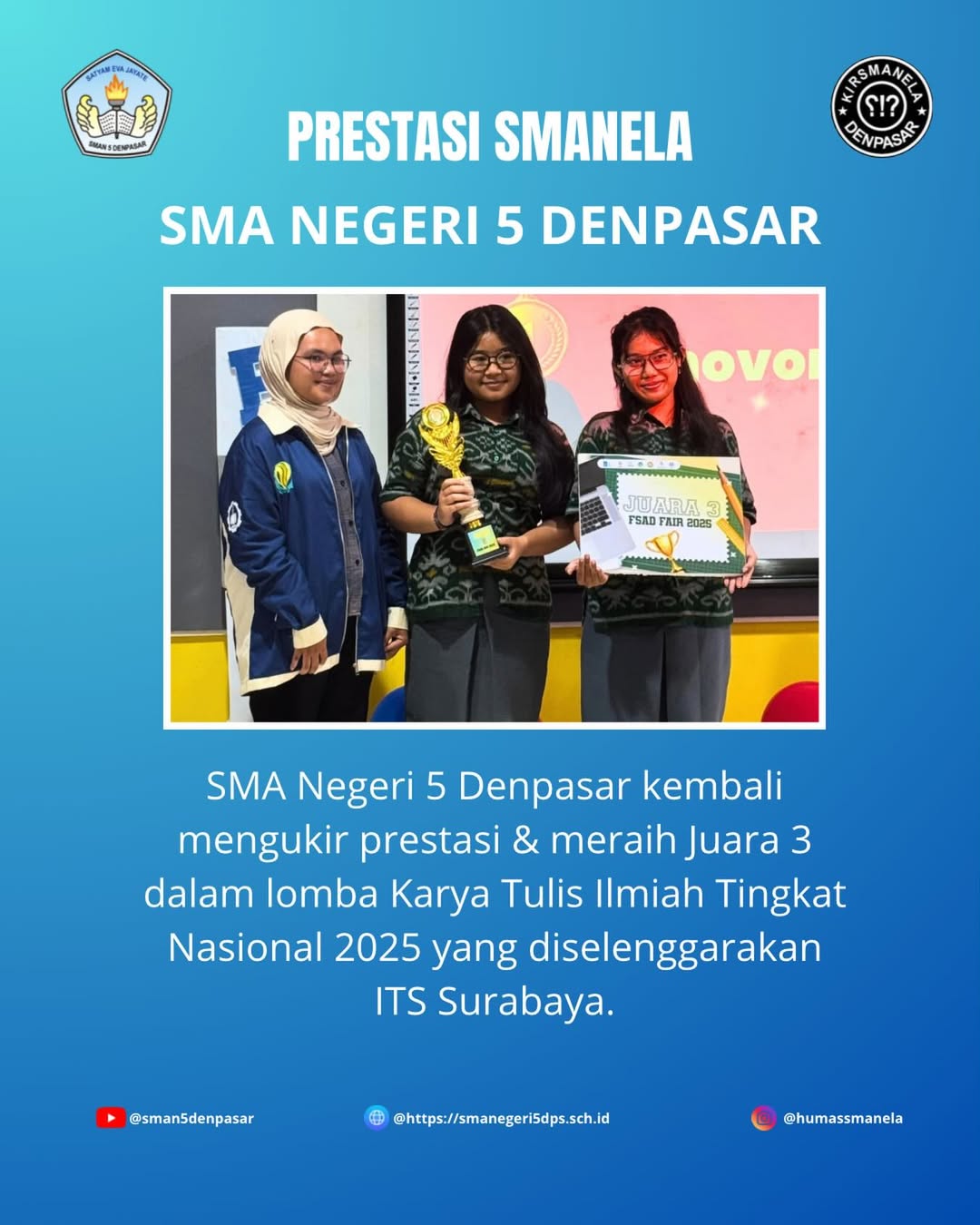 —23 november 2025–selamat kepada kirsmanela menjadi juara 3 dalam lomba karya tulis ilmiah tingk