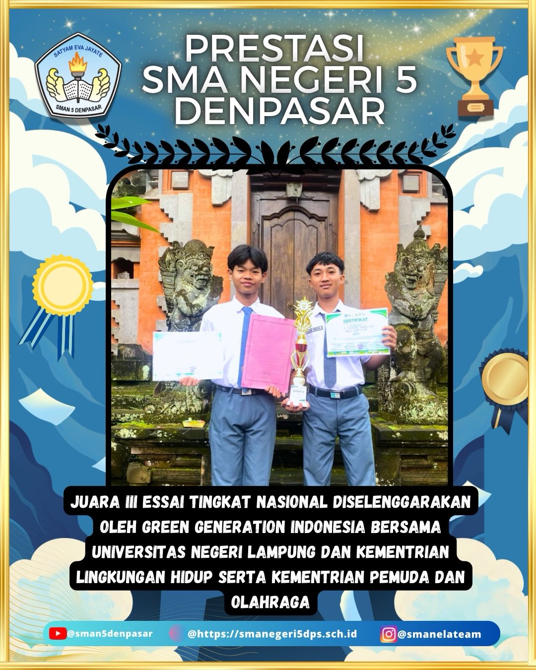 ✨ prestasi membanggakan smanela! ✨sman 5 denpasar kembali mengukir prestasi membanggakan 💙siswa