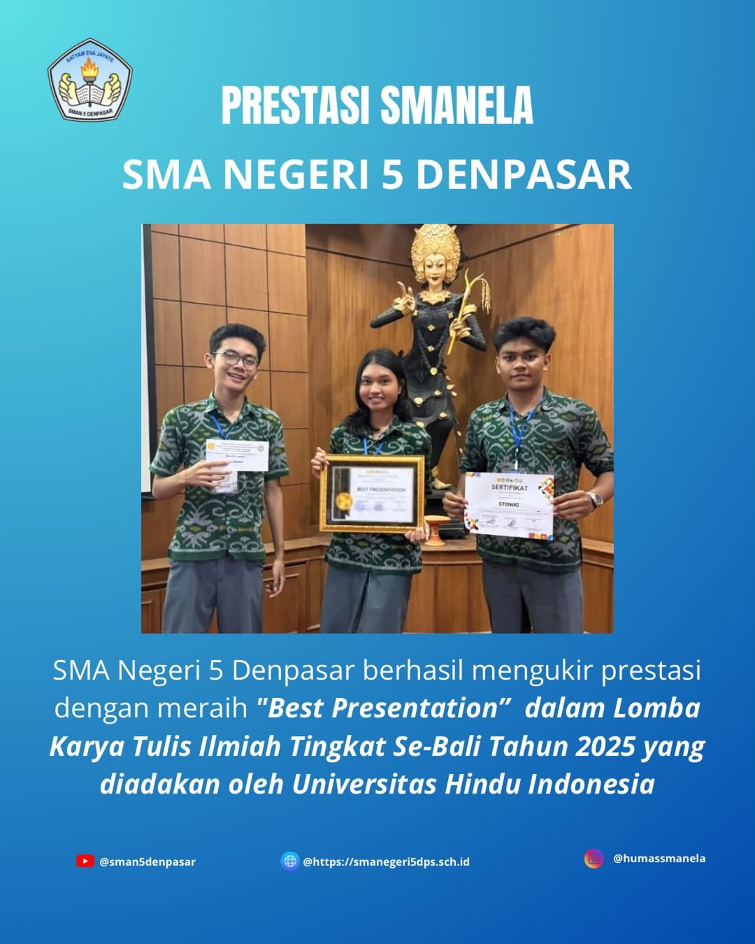 🌟 selamat & apresiasi prestasi gemilang! 🌟kabar membanggakan kembali datang dari siswa sman 5